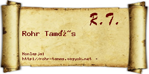 Rohr Tamás névjegykártya